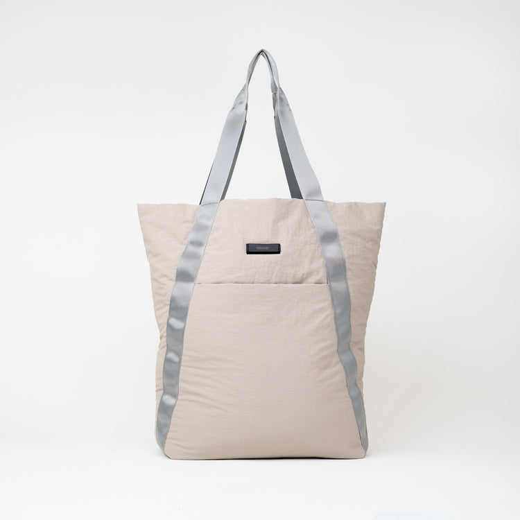 Two Face Puffer Tote Bag Light Gray