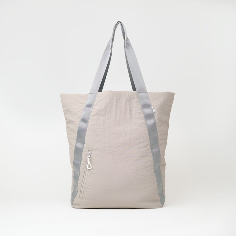 Two Face Puffer Tote Bag Light Gray