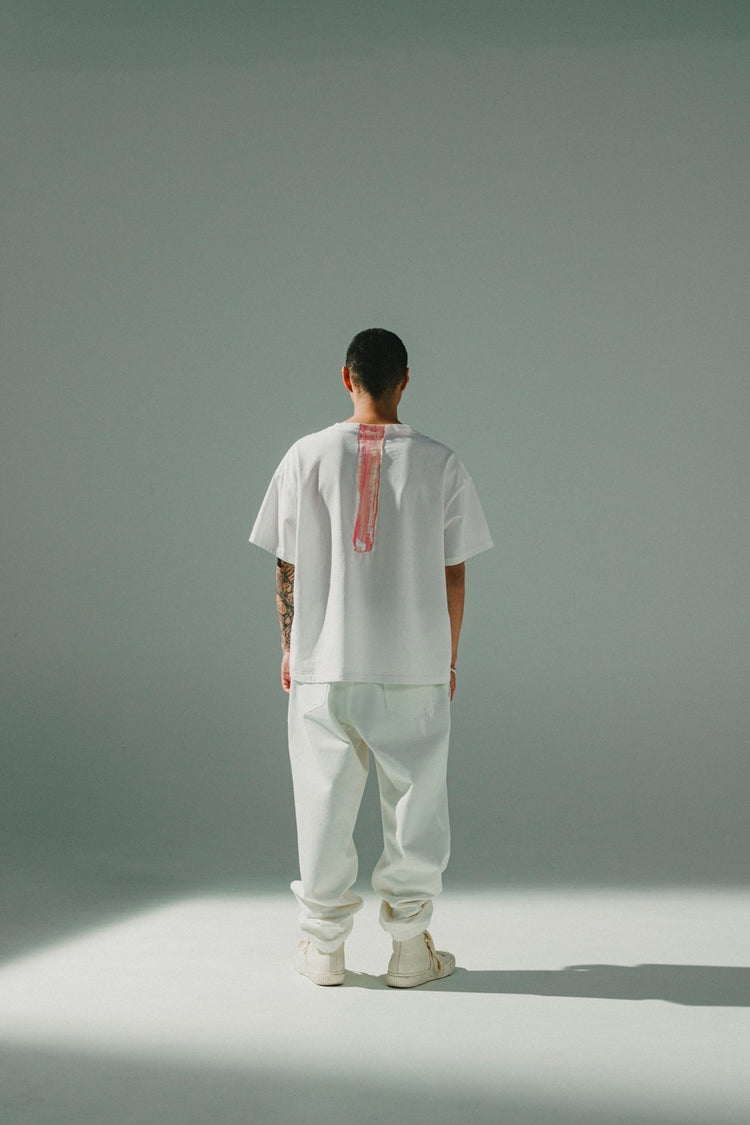 Solid Denim Pants White